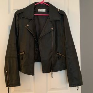 Women’s faux leather jacket.